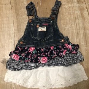 4T OshKosh overall dress- 3 tier ruffle